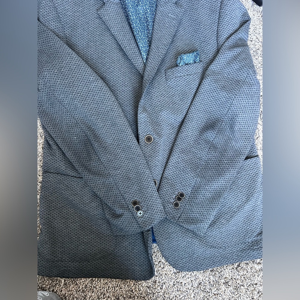 Johnston & Murphy Men’s Suit Blazer Jacket w/floral pocket hanky size XL - Picture 10 of 11